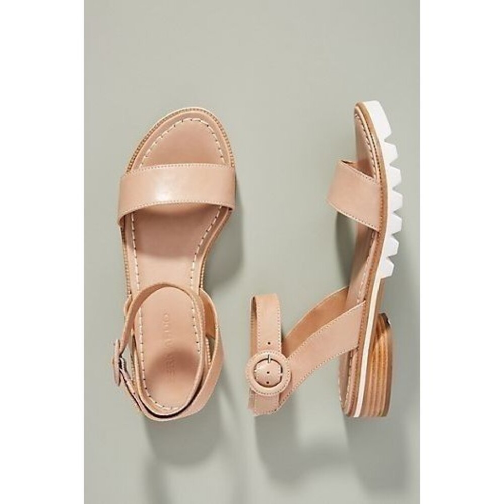 Bernardo Womens Block Heel Sandals Nude Ankle Strap Leather Comfort Size 10